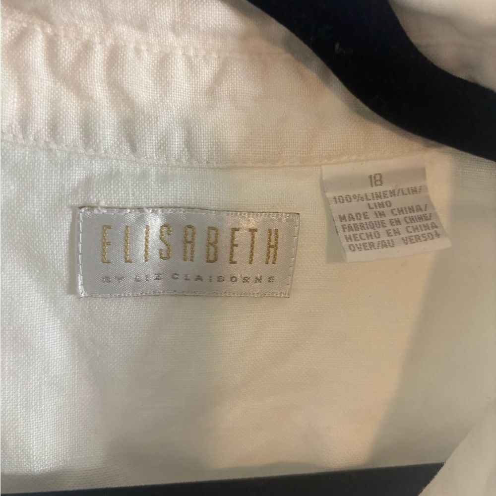 Elisabeth by Liz Claiborne White Button-Up Shirt linen size 18 EUC - Picture 2 of 3